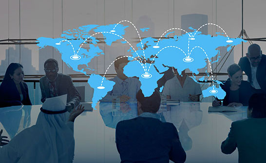Business team connected across the world