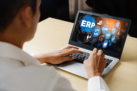 Enterprise resource planning software on a laptop