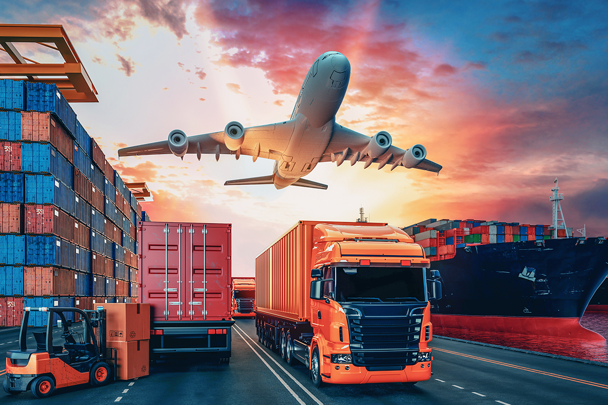Air, road and sea freight transport